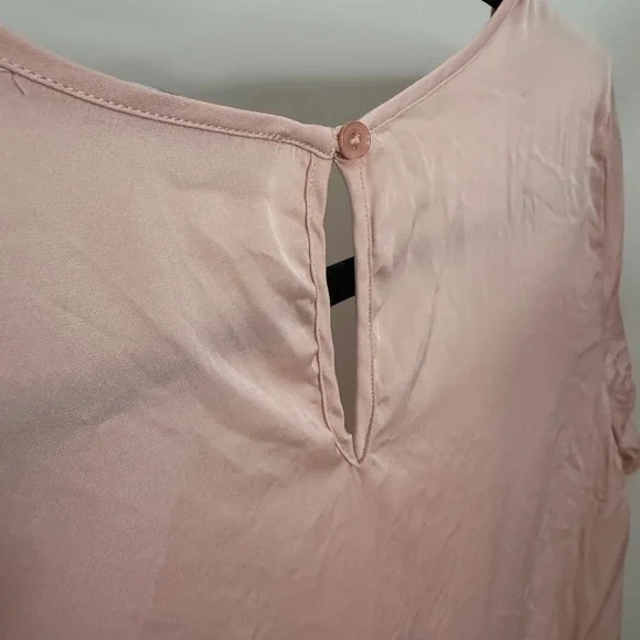 Quince Pink Washable Stretch Silk Short Sleeve Top Womens Medium - Picture 7 of 7
